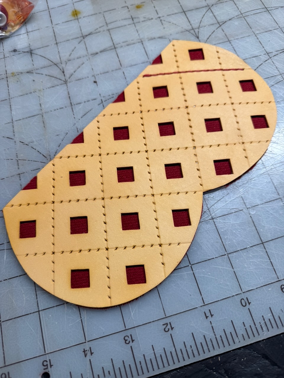 Holes ready for stitching
